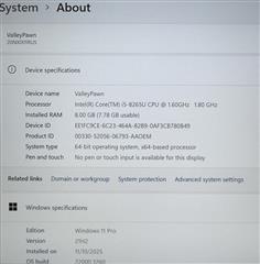 Lenovo Laptop TP00105A i5-8265U 8GB RAM Windows 11 Pro